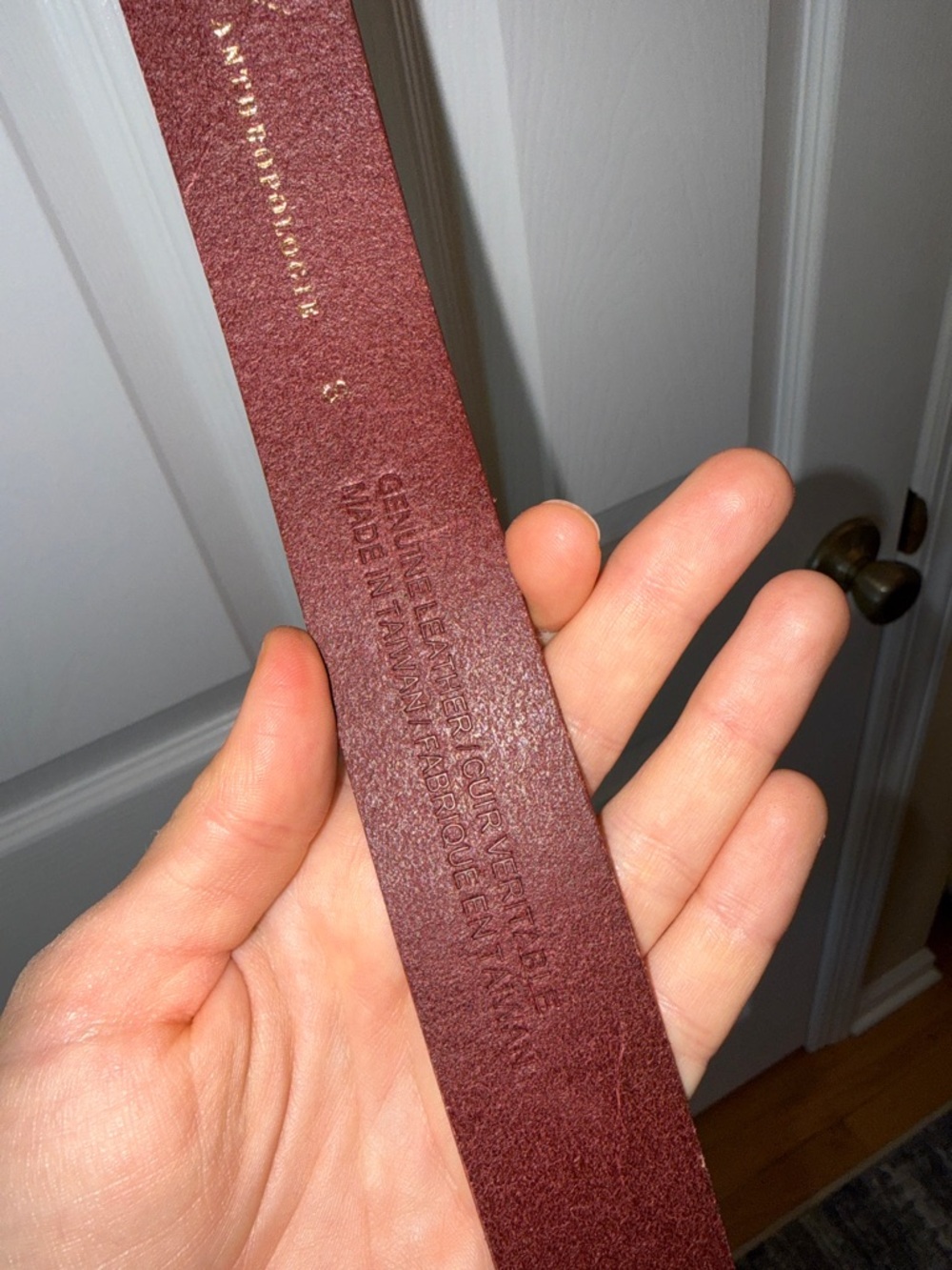 Anthropologie Rustic Red Leather Belt with Brass Oval Buckle - Picture 4 of 10